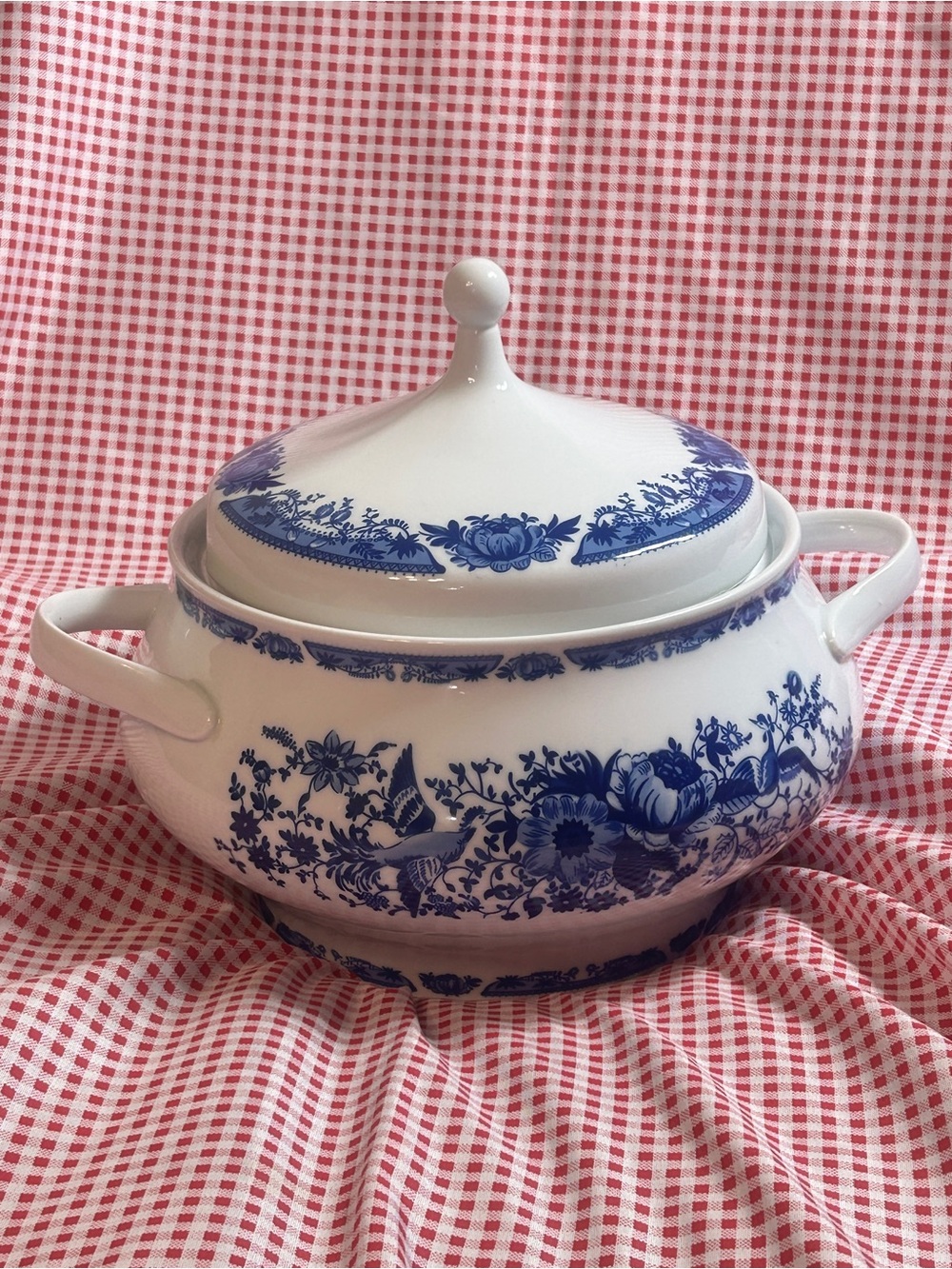 Mint Kahla GDR Covered Soup Tureen "Blaue Blume / Blau Saks" (12”) Blue Flowers